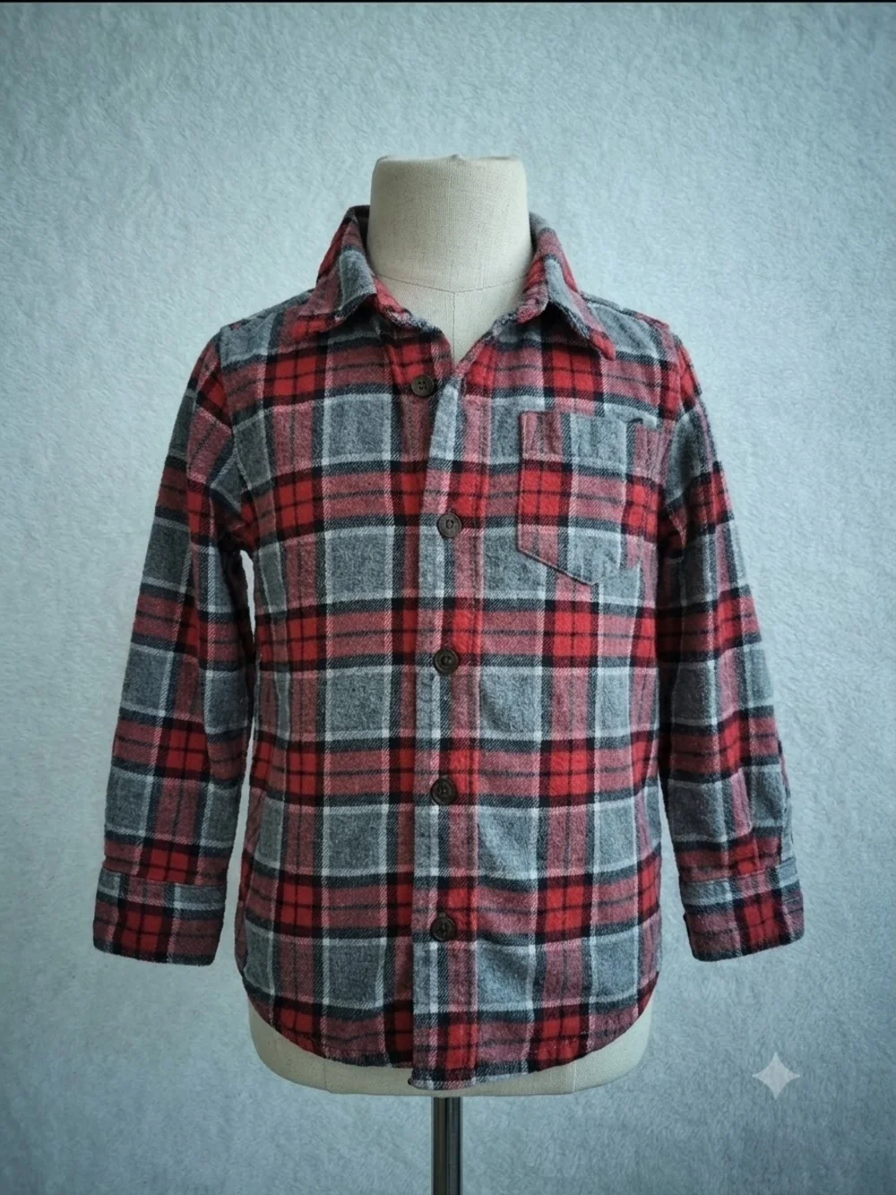 OshKosh B'gosh Red and Gray Plaid Button-Down Shirt